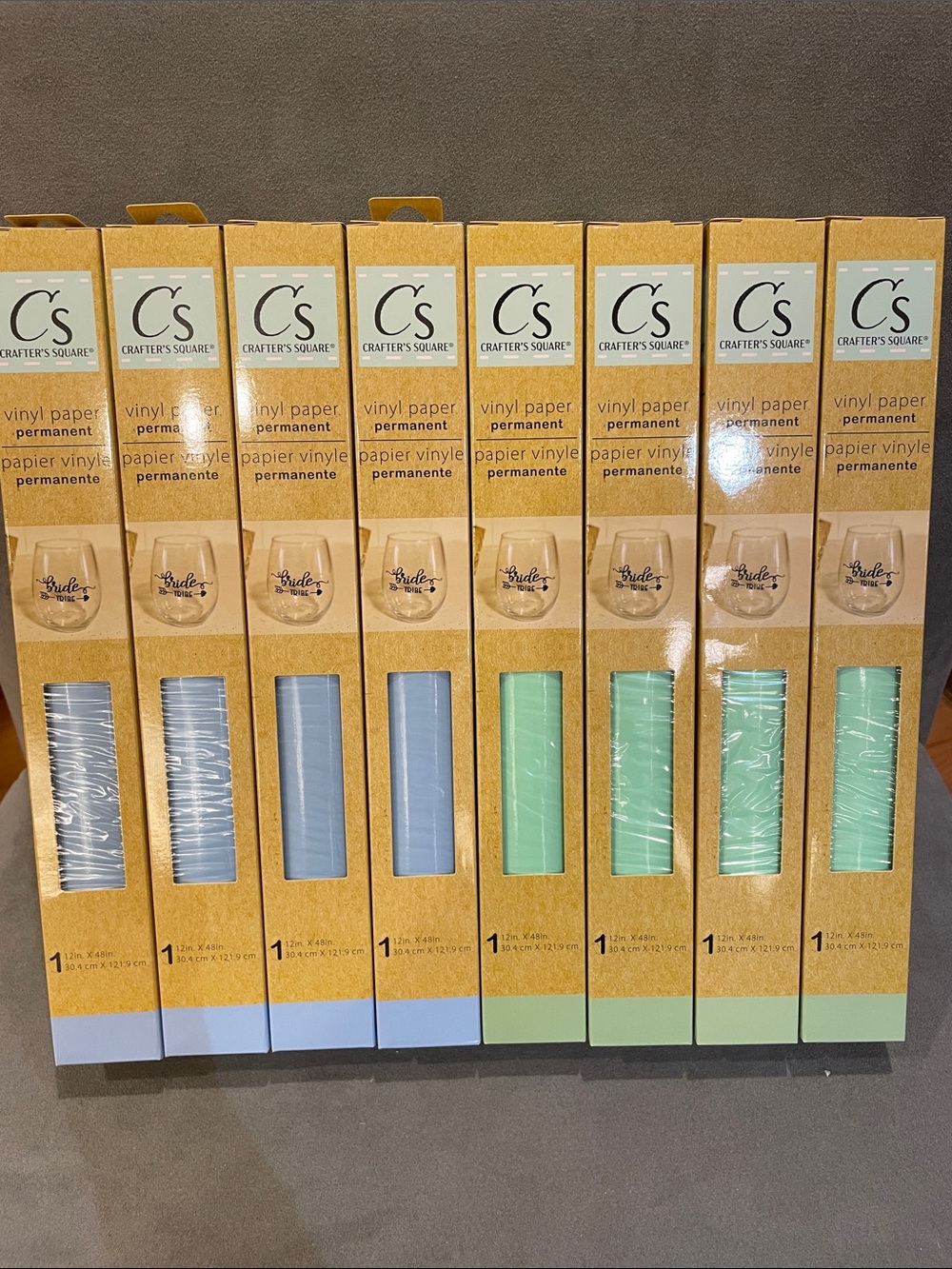 8 Crafter's Square Permanent Vinyl Paper Rolls Pastel Mint Green Light Blue NEW